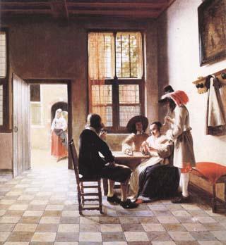 Pieter de Hooch Cardplayers in a Sunlit Room (mk25 oil painting image